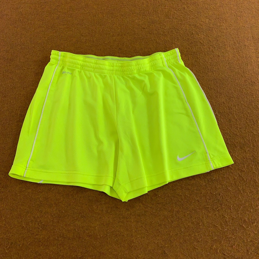 Nike Womens Medium Neon Yellow Volt Dri-FIT Mesh Running Shorts